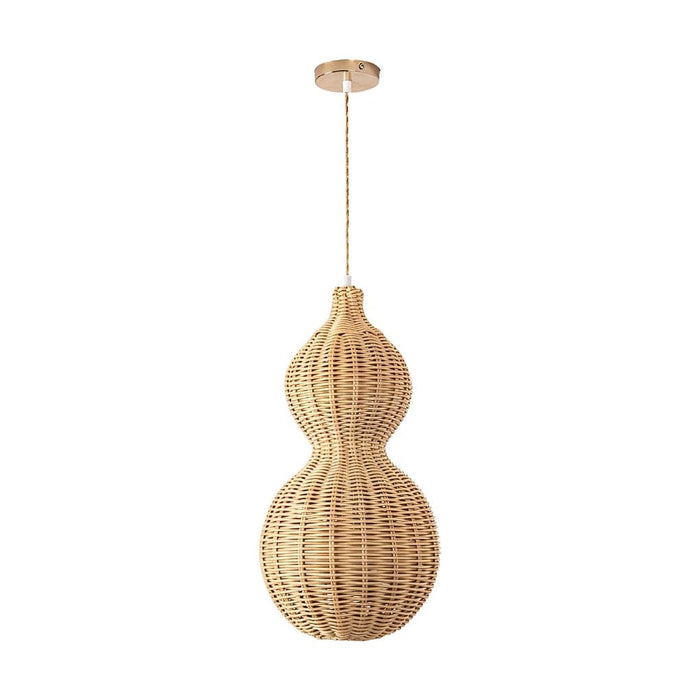 Rustic Gourd Shaped Outdoor Hanging Lights, Waterproof IP65 Rubber Rattan & Stainless Steel Chandelier for Garden, Courtyard, Villa Decor-ErisView-10