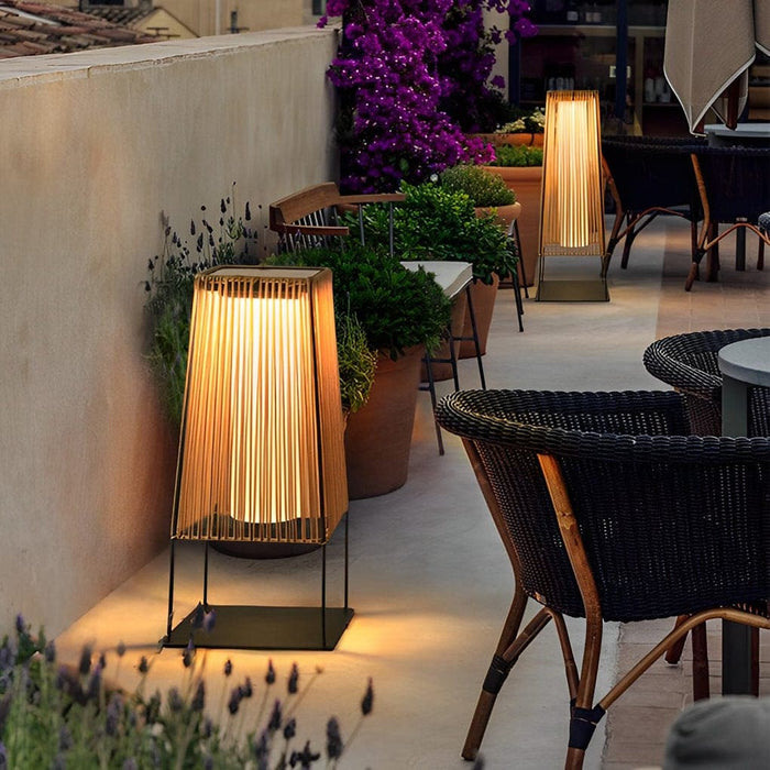 Rustic Handwoven Rattan Solar Floor Lamp, Durable, Waterproof, and Eco-Friendly Lighting for Indoor and Outdoor Spaces-ErisView-2