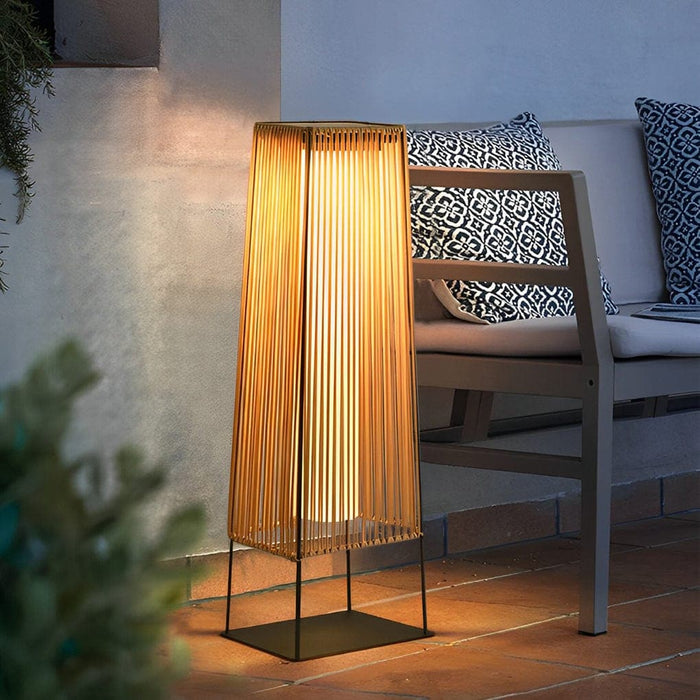 Rustic Handwoven Rattan Solar Floor Lamp, Durable, Waterproof, and Eco-Friendly Lighting for Indoor and Outdoor Spaces-ErisView-1