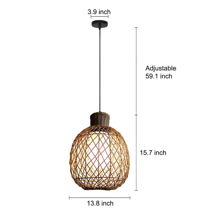 Rustic Iron and Rattan Outdoor Pendant Light, Waterproof, Adjustable Hanging Lantern for Trees, Pergolas, Gazebos, Porches, and Gardens-ErisView-6