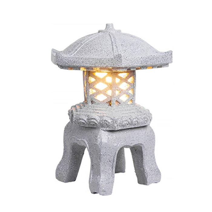 Rustic Textured Stone Tower Outdoor Lights with High Transmittance Lampshade, Retro and Modern Style Resin Garden Lights for Patios and Courtyards-ErisView-6