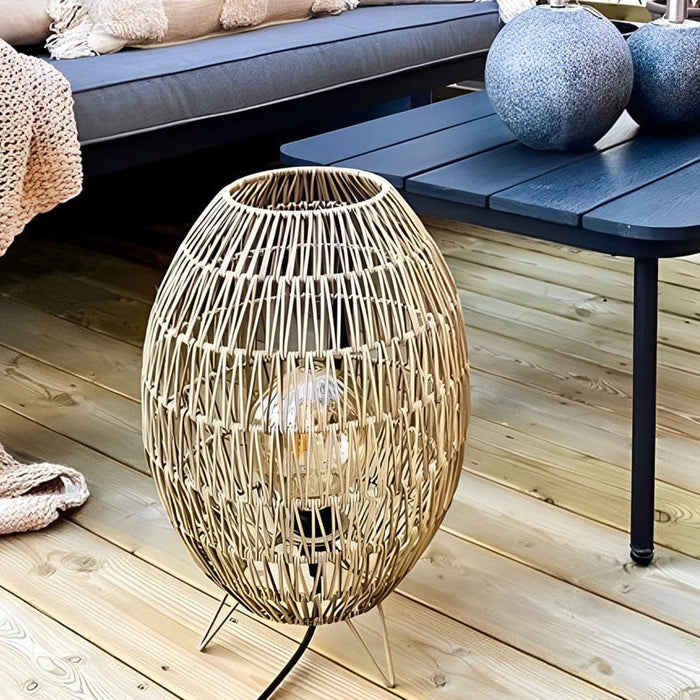 Rustproof Rattan Weaving Outdoor Floor Lamp, Perfect for Gardens, Terraces, Balconies, Camping, and Holiday Parties, Cozy Decorative Lighting-ErisView-2