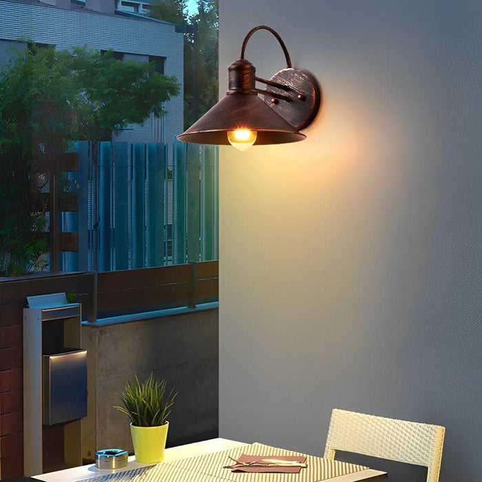 Rustproof Retro Industrial Style Outdoor Wall Light with Iron Lampshade, E27 High Temperature Resistant Lamp Holder for Home, Cafes, and Bars-ErisView-14