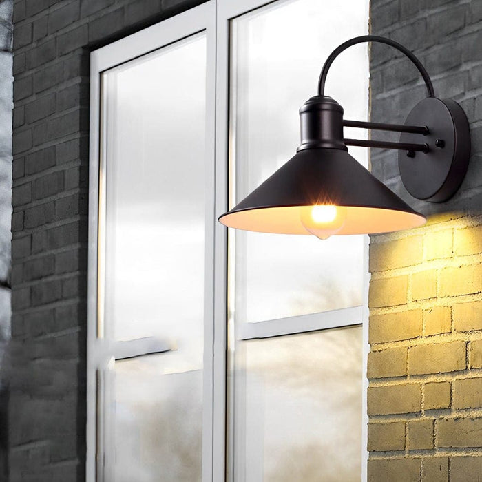 Rustproof Retro Industrial Style Outdoor Wall Light with Iron Lampshade, E27 High Temperature Resistant Lamp Holder for Home, Cafes, and Bars-ErisView-17