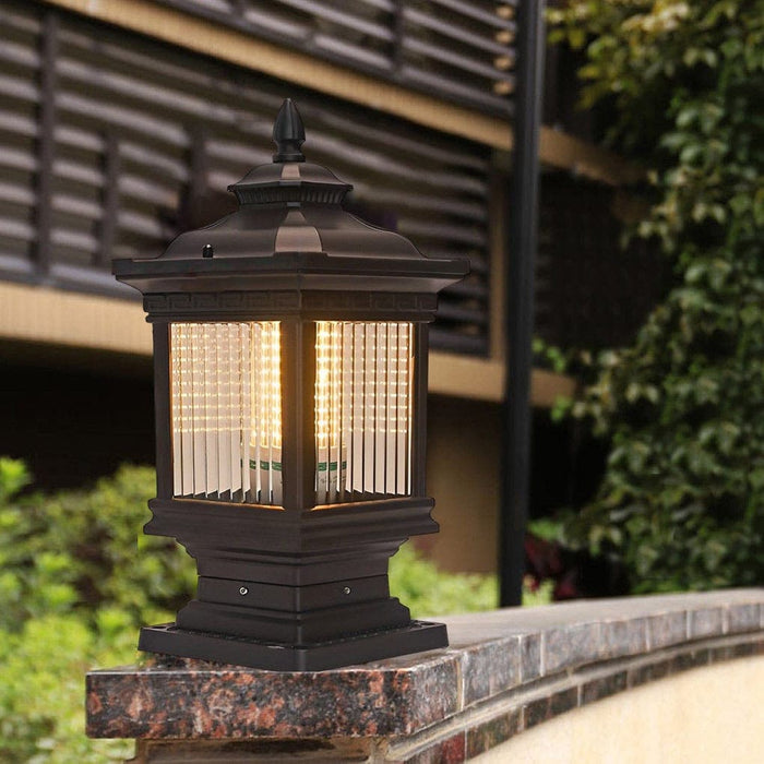 Rustproof and Waterproof Die-Cast Aluminum Solar Pillar Light with High Transmittance Glass Lampshade for Elegant Outdoor Decoration and Lighting-ErisView-4