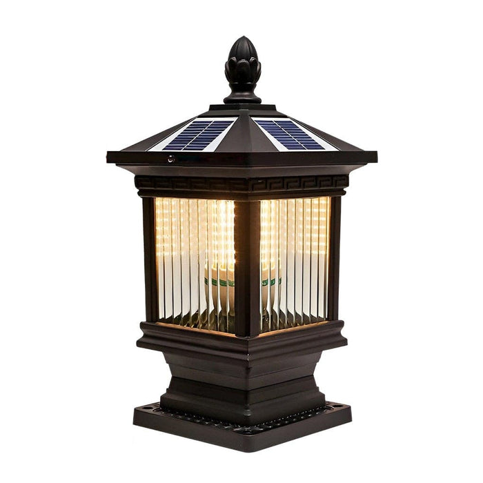 Rustproof and Waterproof Die-Cast Aluminum Solar Pillar Light with High Transmittance Glass Lampshade for Elegant Outdoor Decoration and Lighting-ErisView-6