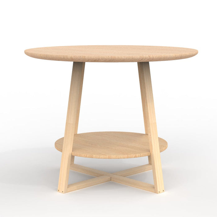 Scandinavian Style Oak Wood 2-Tier Round Side Table-Front View-2-ErisView