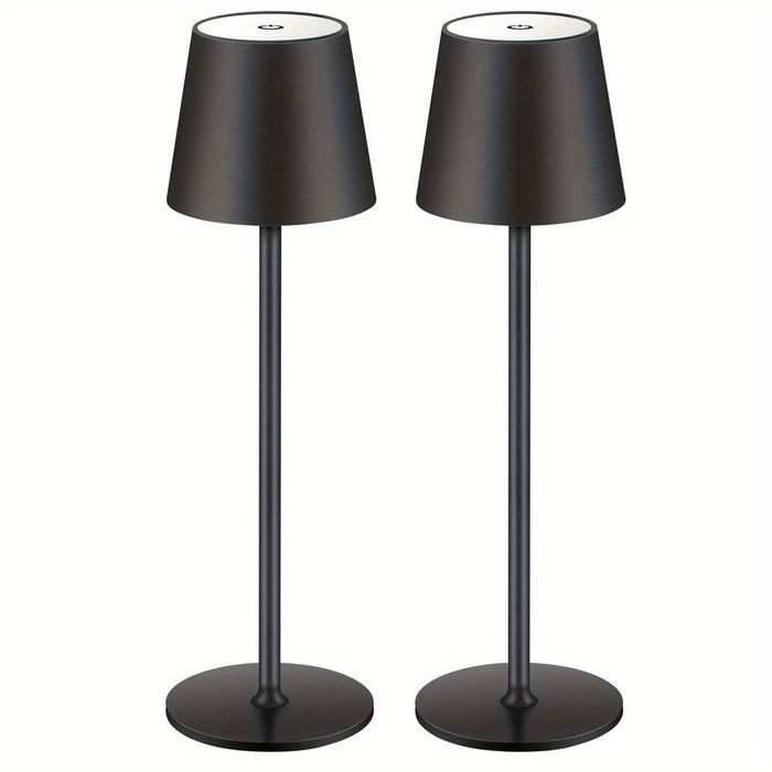 Set of 2 Cordless LED Table Lamp Desk Lamp, Dimmable Touch Night Light for Restaurant Bedroom Bar Party Camping Coffee Shop-Black-ErisView