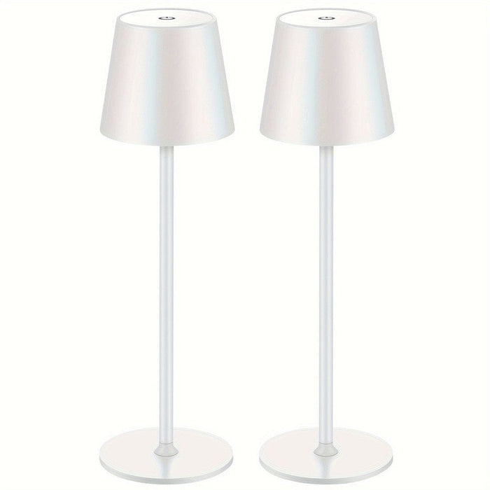 Set of 2 Cordless LED Table Lamp Desk Lamp, Dimmable Touch Night Light for Restaurant Bedroom Bar Party Camping Coffee Shop-White-ErisView