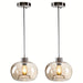 Set of 2 Globe Pendant Light, Amber Raindrop Glass Hanging Pendant Lighting Fixture-ErisView