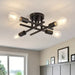 Set of 2 Semi-Flush Mount Ceiling Lights, 4-Light Matte Black Ceiling Light Fixture-ErisView