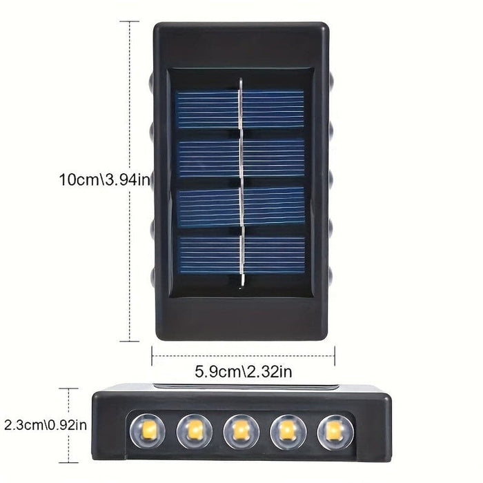 Set of 2 Up and Down Solar Wall Light for Passway Pathway Courtyard Garden Fence Backyard, Outdoor Waterproof Solar Garden Decorative Light-ErisView