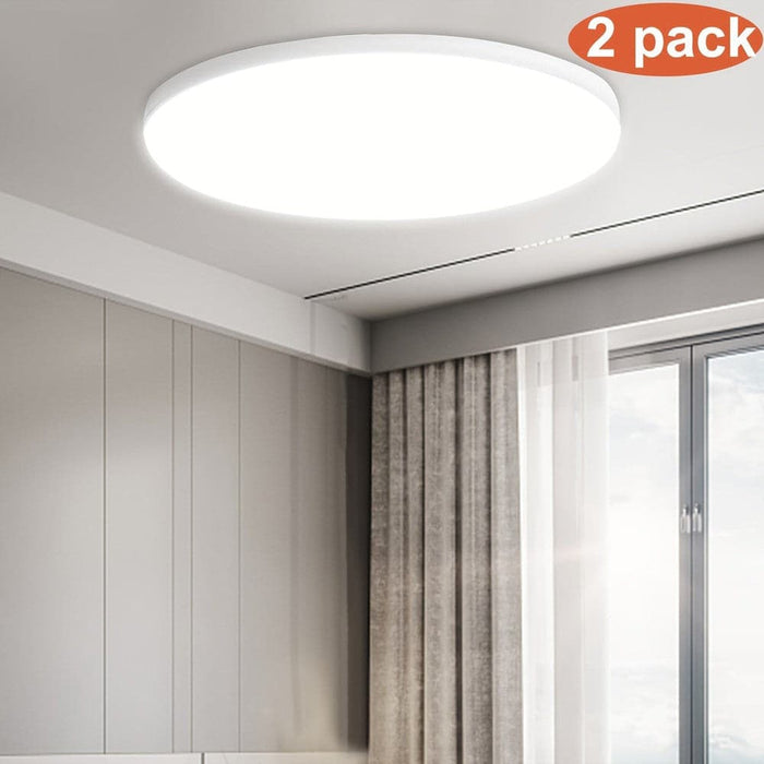 Set of 2 White LED Flush Mount Ceiling Lights for Bedroom Living Room Kitchen-ErisView