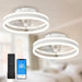 Set of 2 White Modern LED Small Ceiling Fan with Light, Smart Low Profile Enclosed Ceiling Fan with APP Remote Control, Perfect Bedroom Living Room Fan-1-ErisView