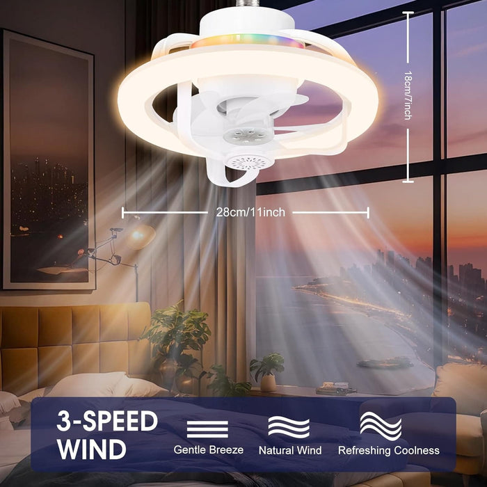 Small Ceiling Fan with Light and Remote, 360¡ã Rotating Ceiling Fan, Ceiling Fan on Low Ceiling with Light, Smart Modern Ceiling Fan for Bedroom-3-ErisView