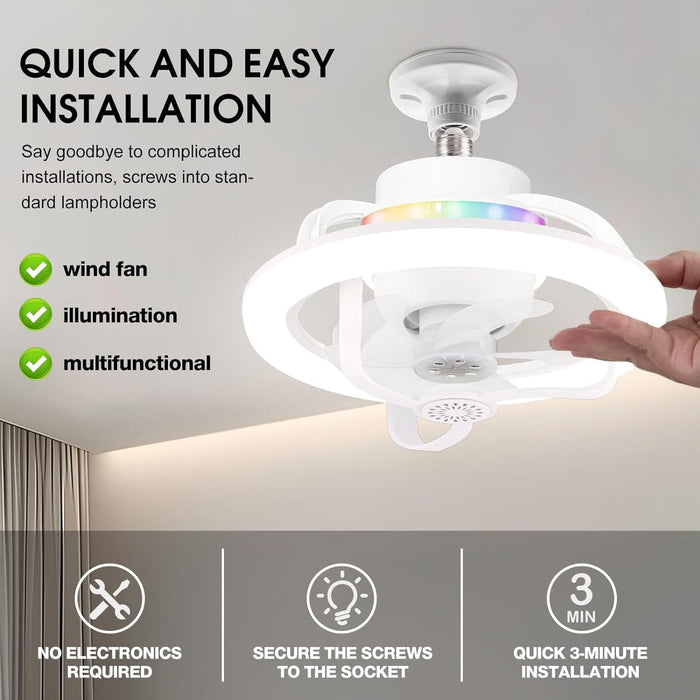 Small Ceiling Fan with Light and Remote, 360¡ã Rotating Ceiling Fan, Ceiling Fan on Low Ceiling with Light, Smart Modern Ceiling Fan for Bedroom-7-ErisView