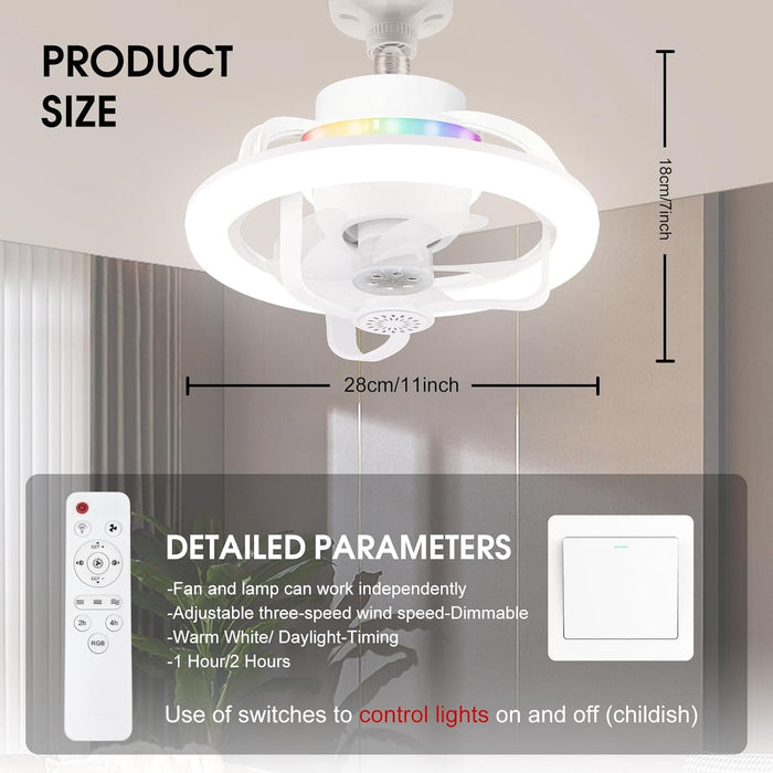 Small Ceiling Fan with Light and Remote, 360¡ã Rotating Ceiling Fan, Ceiling Fan on Low Ceiling with Light, Smart Modern Ceiling Fan for Bedroom-8-ErisView