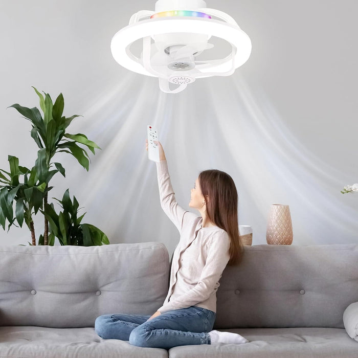 Small Ceiling Socket Fan with Light and Remote, 360¡ã Rotating LED Ceiling Fan and Light, Ceiling Fan on Low Ceiling with Light, Smart Modern Ceiling Fan-8-ErisView