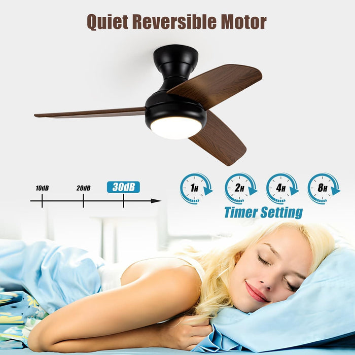 Small Flush Mount Ceiling Fans with Light and Remote, Indoor Outdoor Dimmable Reversible Quiet Ceiling Fans for Bedroom Kitchen Patio-5-ErisView