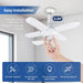 Small Foldable Socket Ceiling Fan with Light, Remote Control Fan, Dimmable Quietest Fan For Sleeping for Indoor Outdoor Use-2-ErisView