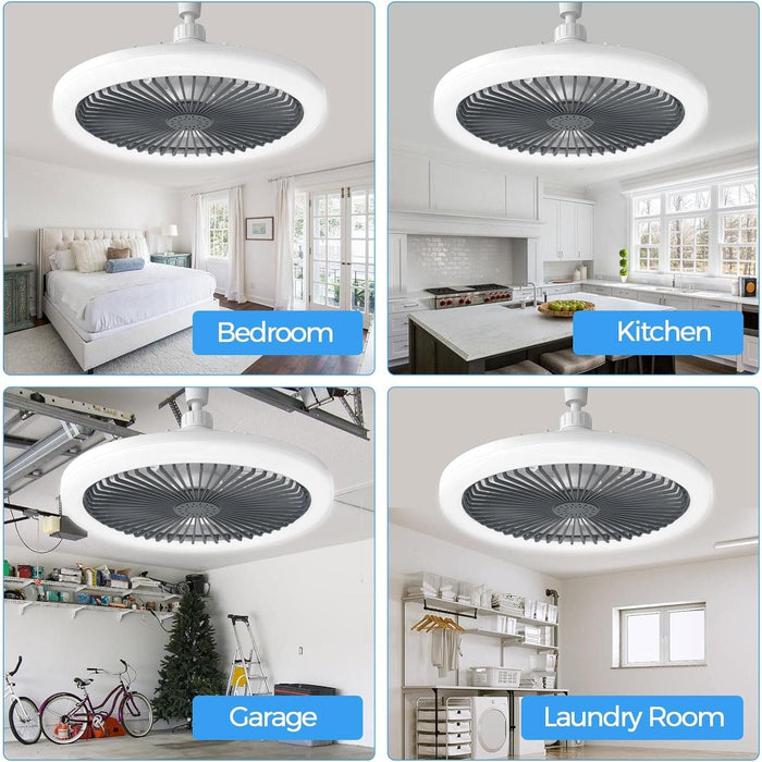 Socket Ceiling Fan with Light, Small Enclosed Ceiling Fan with Light and Remote for Bedroom, Bathroom Ceiling Fan with Light, Garage Ceiling Fan -6-ErisView