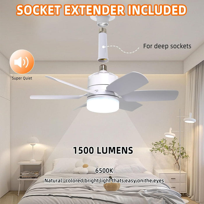 Socket Ceiling Fans, Bedroom Ceiling Fans, Living Room Fan, Kitchen Fans with Lights-5-ErisView