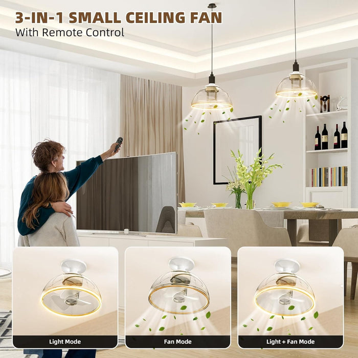 Socket Ceiling Fans with LED Lights and Remote, Mini Dimmable Low Profile Ceiling Fan for Kitchen Living Room Bedroom Bathroom, Garage Ceiling Fan -2-ErisView