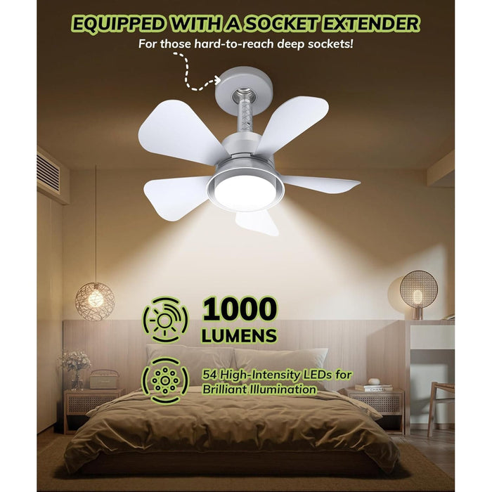 Socket Fan Light Ceiling Fans with Lights and Remote, Dimmable LED Ceiling Fan and Light, Screw In Ceiling Fan Bedroom Living Room Kitchen Closet-5-ErisView