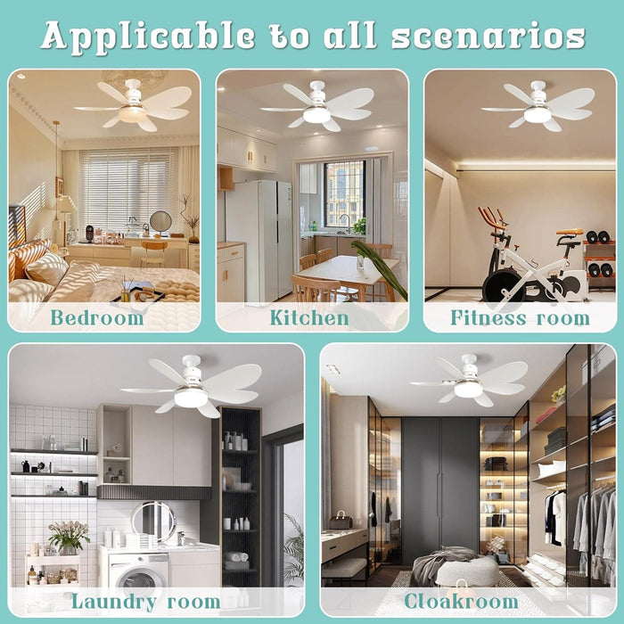 Socket Fan Light, Small Ceiling Fan with Light and Remote, Dimmable Mini Ceiling Fan for Bedroom Kitchen, Garage Ceiling Fan -7-ErisView