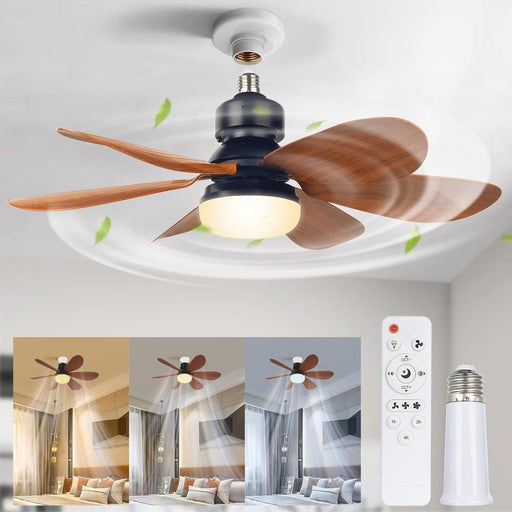 Socket Fan Light with Remote Control, Dimmable LED Ceiling Fan with Lights, Screw In Ceiling Fan for Room Bedroom Living Room Kitchen-1-ErisView