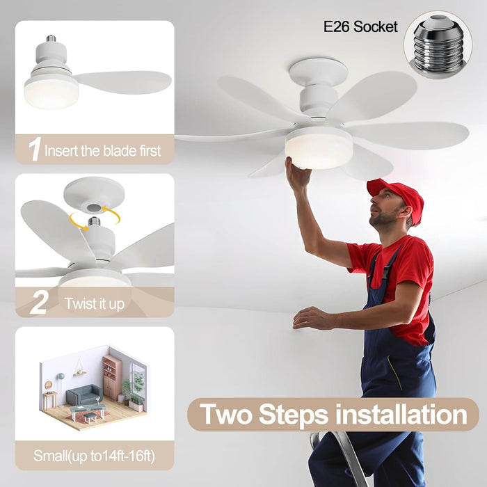 Socket Fan Light with Remote, LED Ceiling Fan with Lights for Bedroom Kitchen Balcony-3-ErisView