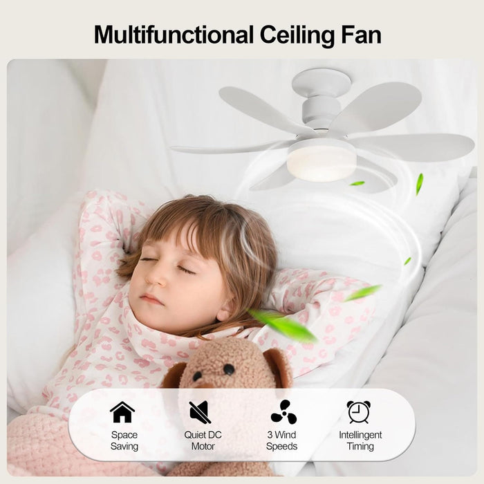 Socket Fan Light with Remote, LED Ceiling Fan with Lights for Bedroom Kitchen Balcony-5-ErisView