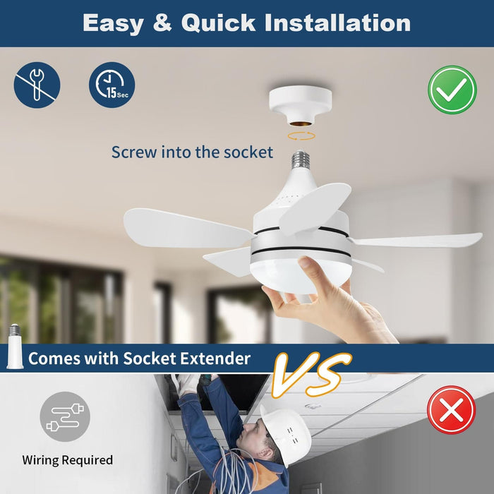 Socket Fan Light with Remote, Quiet Ceiling Fans, Dimmable Bedroom Ceiling Fans, Kitchen Fans with Lights, Living Room Fan-4-ErisView