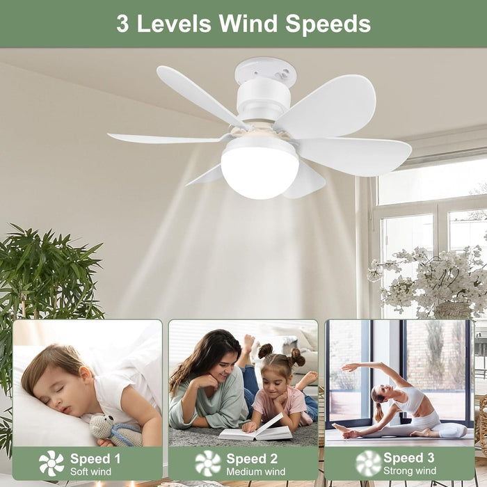 Socket Fan with Light and Remote, Small Light Socket Fan for Bedroom Kitchen, Workshop Garage Ceiling Fan -5-ErisView