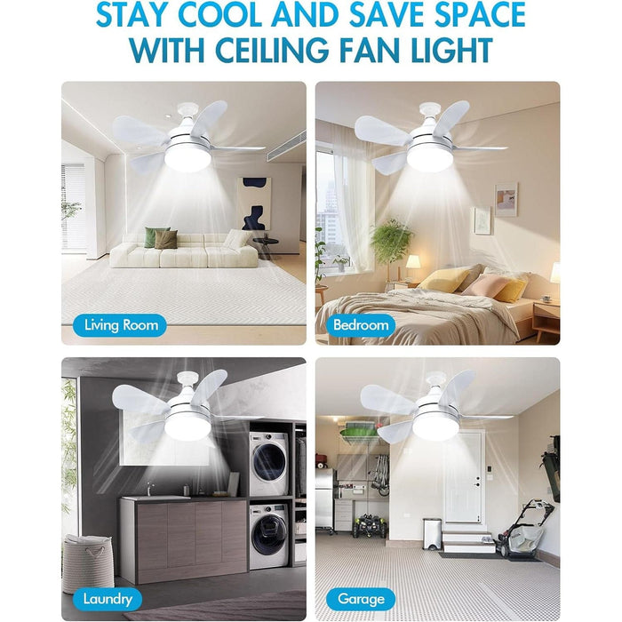 Socket Fans with Lights and Remote Control, Quiet Screw In Ceiling Fan for Bedroom Living Room Kitchen, Garage Ceiling Fan-7-ErisView