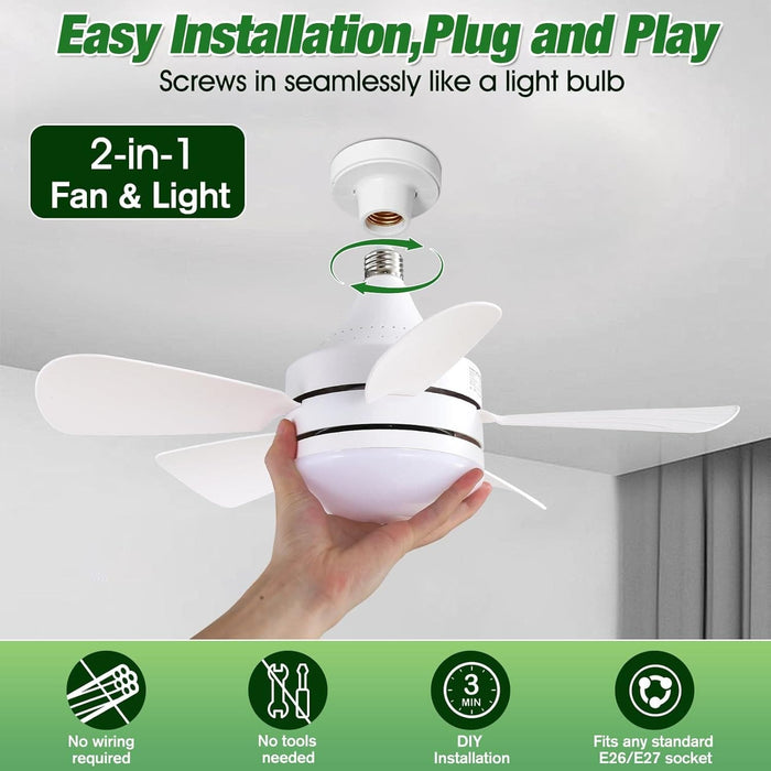 Socket Remote Control Ceiling Fan and Light, Dimmable Small Ceiling Fan for Bedroom Kitchen, Garage Ceiling Fan -4-ErisView