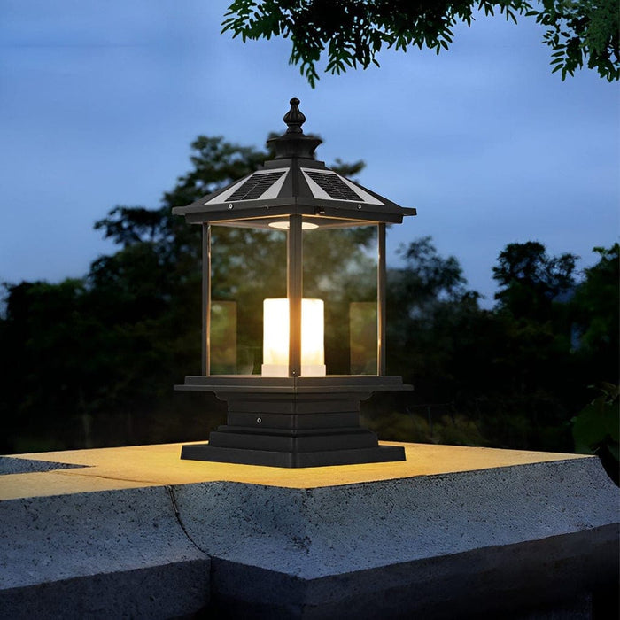 Solar Outdoor Deck Post Lights with Artistic Yellow Marble Candle Lampshade, High Charging Efficiency, and Versatile Hanging Lantern Option-ErisView-4