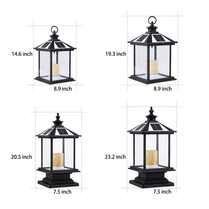 Solar Outdoor Deck Post Lights with Artistic Yellow Marble Candle Lampshade, High Charging Efficiency, and Versatile Hanging Lantern Option-ErisView-7