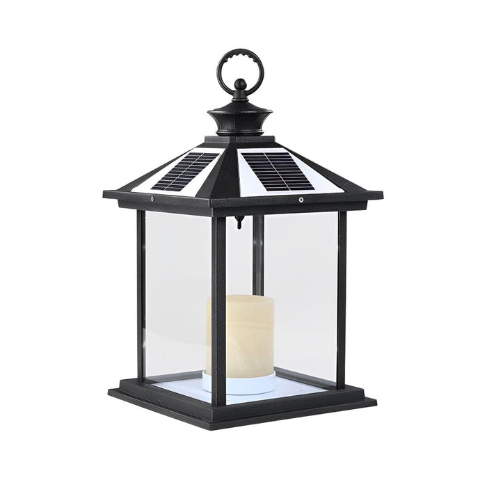 Solar Outdoor Deck Post Lights with Artistic Yellow Marble Candle Lampshade, High Charging Efficiency, and Versatile Hanging Lantern Option-ErisView-8