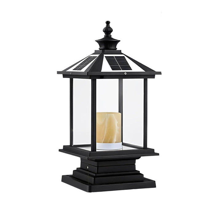 Solar Outdoor Deck Post Lights with Artistic Yellow Marble Candle Lampshade, High Charging Efficiency, and Versatile Hanging Lantern Option-ErisView-9