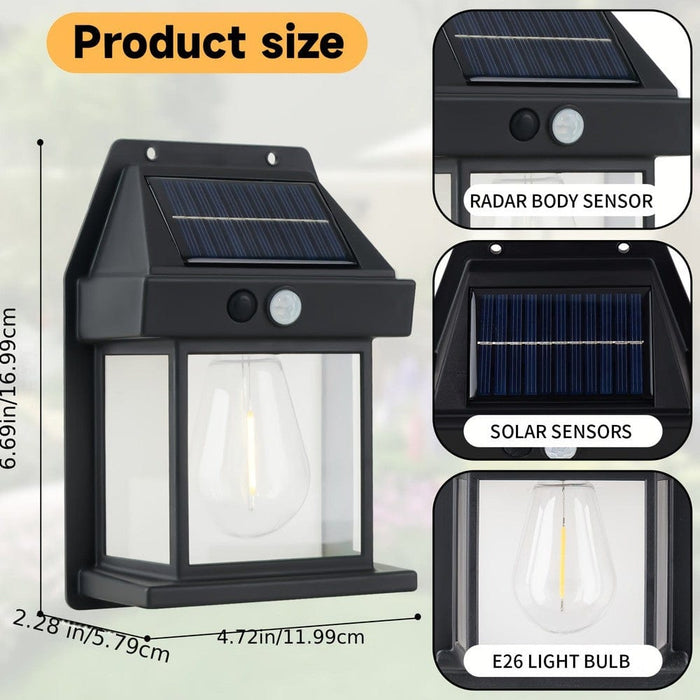 Solar Outdoor Light with Motion Sensor, Dusk to Dawn Solar Wall Sconce, Waterproof Solar Wall Lantern Light Fixtures for Garden Yard Patio Fence-ErisView