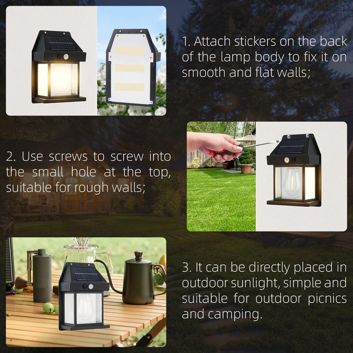 Solar Outdoor Light with Motion Sensor, Dusk to Dawn Solar Wall Sconce, Waterproof Solar Wall Lantern Light Fixtures for Garden Yard Patio Fence-ErisView