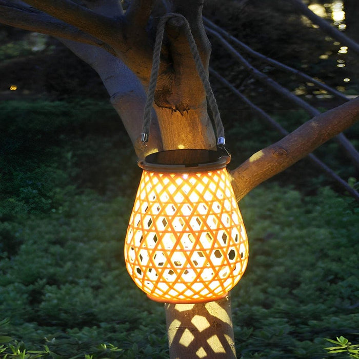 Solar-Powered Imitation Bamboo Lantern, Outdoor Hanging Lights with USB Charging for Garden, Patio, and Yard Decoration, Auto On/Off at Night-ErisView-2