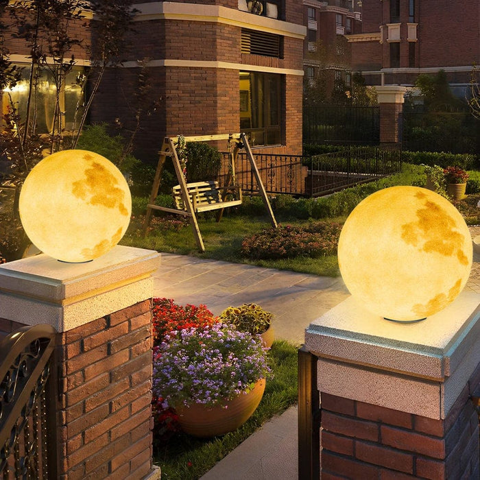 Solar-Powered Lunar Garden Light, Hand-Painted Resin, Rustproof & Waterproof, Adjustable Colors with Remote Control for Fence, Deck, Lawn & Villa-ErisView-4