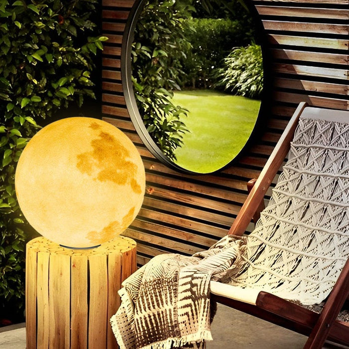 Solar-Powered Lunar Garden Light, Hand-Painted Resin, Rustproof & Waterproof, Adjustable Colors with Remote Control for Fence, Deck, Lawn & Villa-ErisView-5