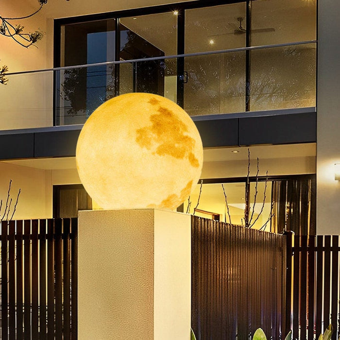 Solar-Powered Lunar Garden Light, Hand-Painted Resin, Rustproof & Waterproof, Adjustable Colors with Remote Control for Fence, Deck, Lawn & Villa-ErisView-6