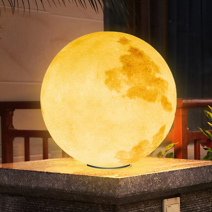 Solar-Powered Lunar Garden Light, Hand-Painted Resin, Rustproof & Waterproof, Adjustable Colors with Remote Control for Fence, Deck, Lawn & Villa-ErisView-13