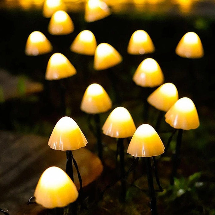 Solar-Powered Mushroom LED String Lights for Garden, Patio, and Holiday Decor, 16.4ft, Yellow & RGB Options, 8 Modes, Energy Efficient-ErisView-2