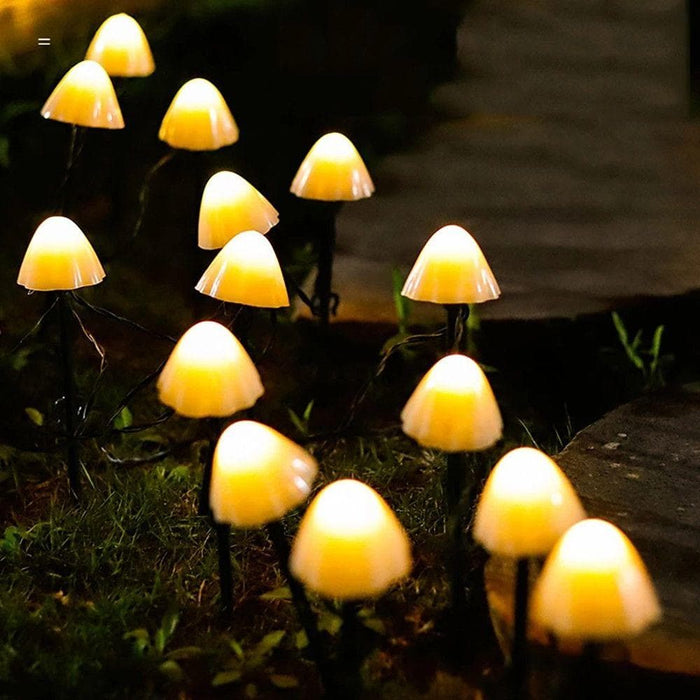 Solar-Powered Mushroom LED String Lights for Garden, Patio, and Holiday Decor, 16.4ft, Yellow & RGB Options, 8 Modes, Energy Efficient-ErisView-3