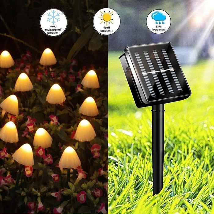 Solar-Powered Mushroom LED String Lights for Garden, Patio, and Holiday Decor, 16.4ft, Yellow & RGB Options, 8 Modes, Energy Efficient-ErisView-4